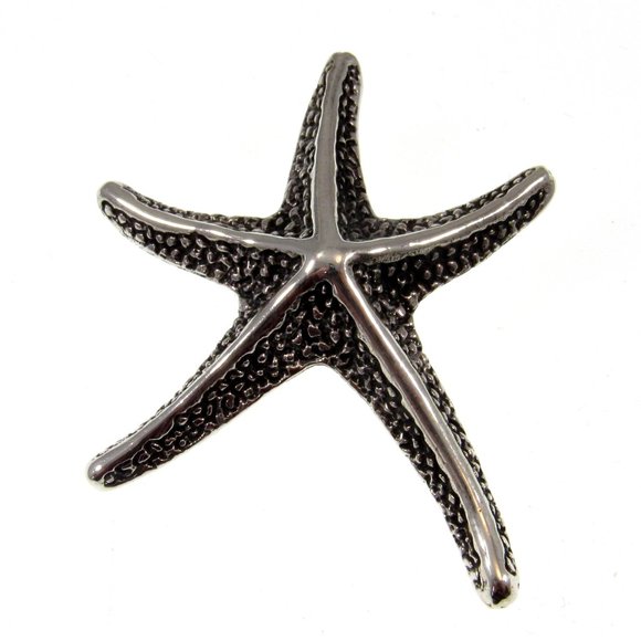 Solid 925 Sterling Silver Textured Starfish Slide Pendant - Sea Life Jewelry - Picture 4 of 8